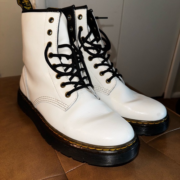 Dr. Martens Shoes - Dr. Martens Zavala White Combat Boots